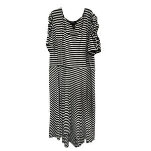 Black/White Stripe Signature Robbie Bee Tea Length 3X Dress